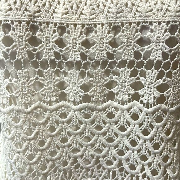 Skye’s the Limit Crocheted Lace Lined Bodice Sleeveless Top Line Bodice Fringed - Picture 3 of 12